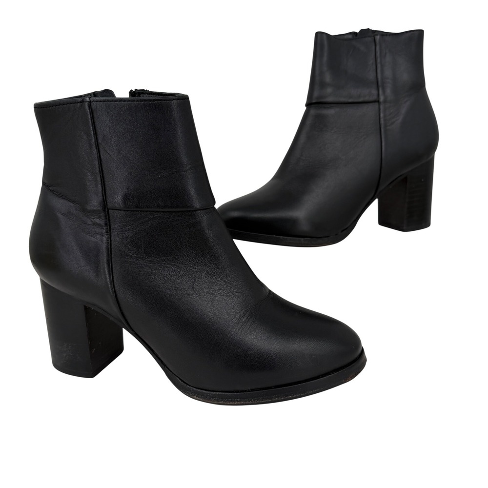 Thursday Boot Co Uptown Ankle Boots Womens 8 Black Leather Block Heel Zip